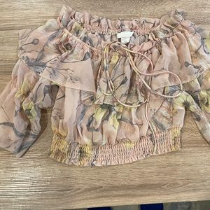 H&M off the shoulder blush floral top